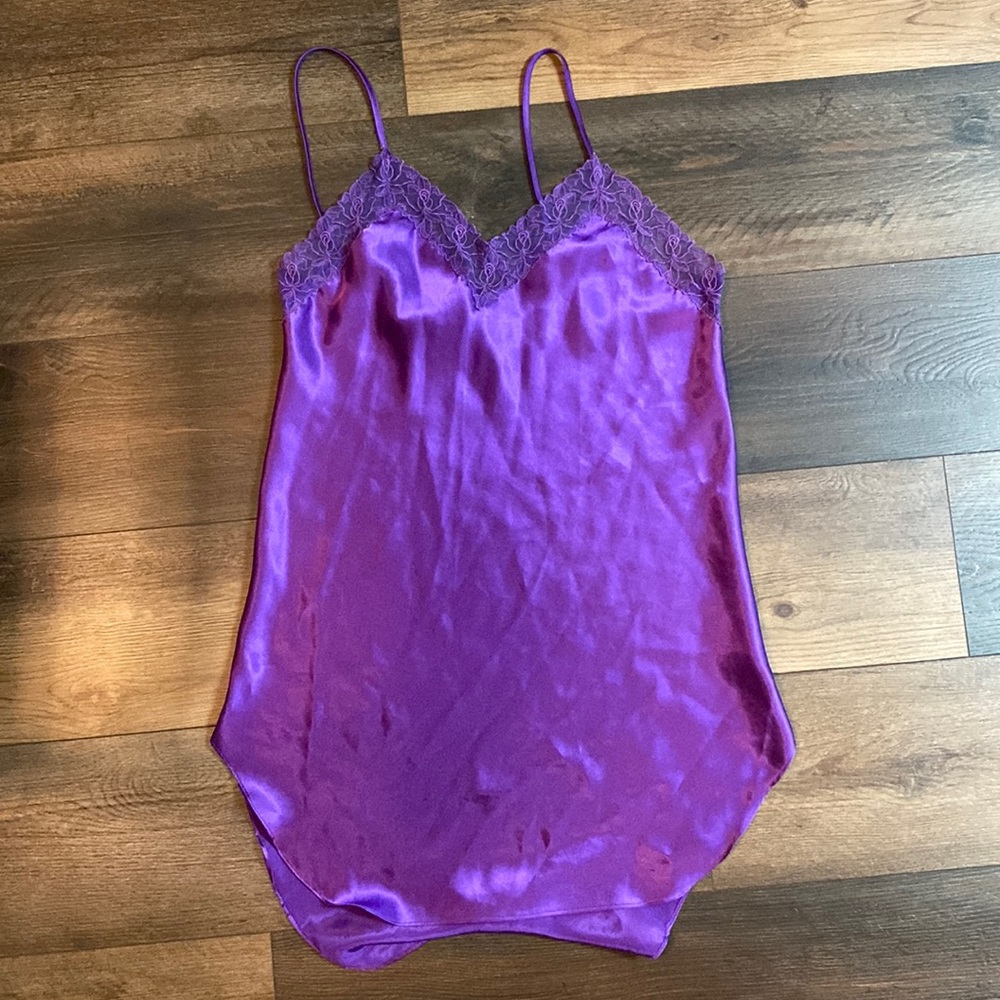 Victoria's Secret Purple Satin Lace-Trim Chemise